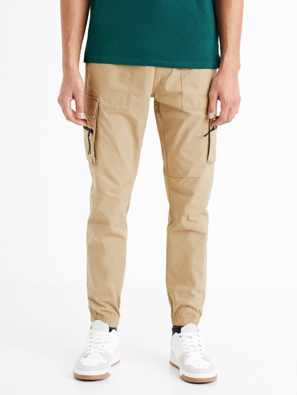Celio Béžové pánské cargo kalhoty Celio Dozip