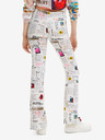 Desigual Bílé dámské vzorované kalhoty Desigual Newspaper
