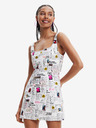 Desigual Bílé dámské vzorované šaty s průstřihem Desigual Breaking News