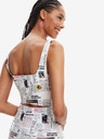 Desigual Bílé dámské vzorované šaty s průstřihem Desigual Breaking News