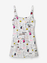 Desigual Bílé dámské vzorované šaty s průstřihem Desigual Breaking News