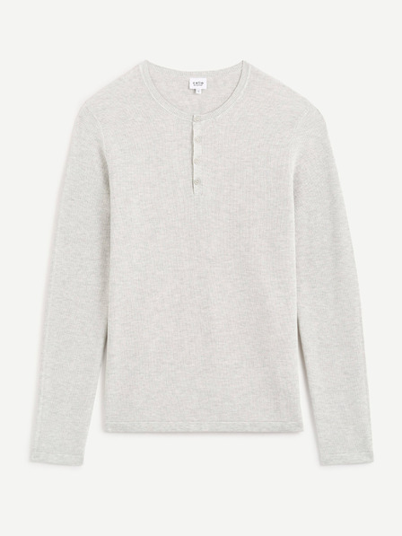 Celio Světle šedý pánský lehký svetr s knoflíky Celio Cehenpik
