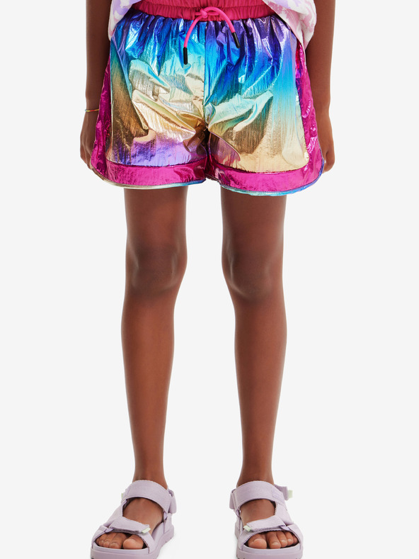 Desigual Růžovo-modré holčičí metalické kraťasy Desigual Nature