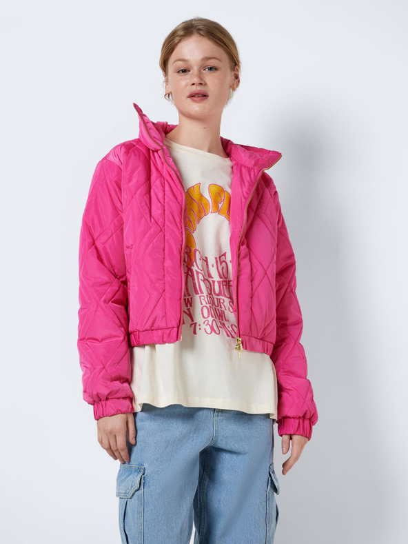 Noisy May Tmavě růžový dámský prošívaný bomber s límcem Noisy May Ziggy