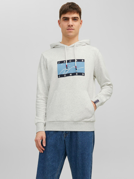 Jack & Jones Světle šedá pánská žíhaná mikina s kapucí Jack & Jones Josh