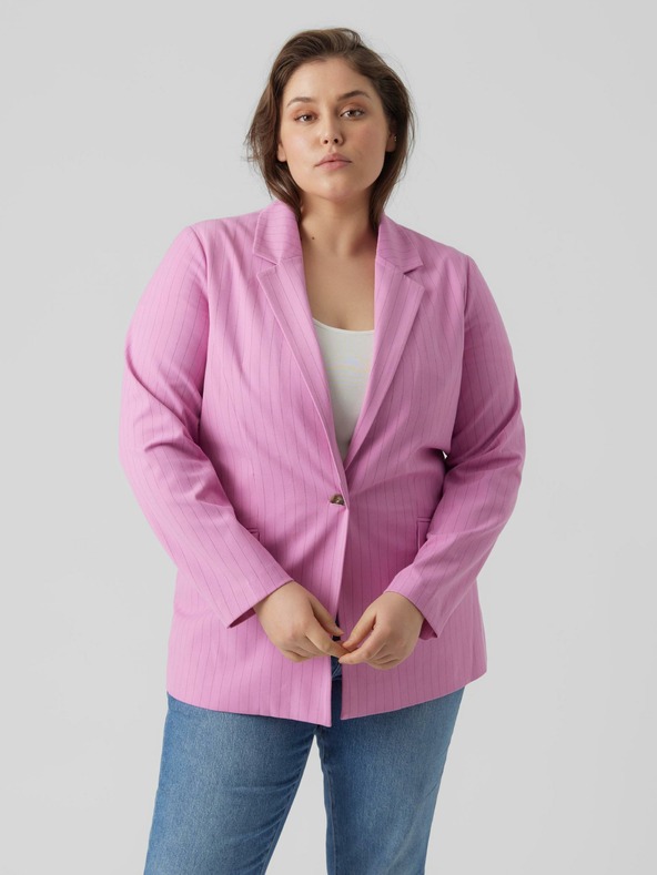 Vero Moda Curve Růžové dámské pruhované sako VERO MODA CURVE Listakia