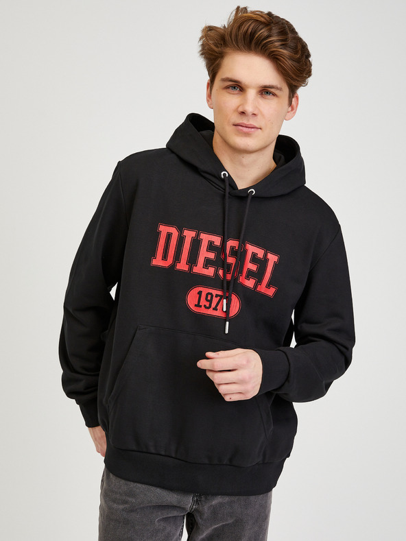 Diesel Černá pánská mikina s kapucí Diesel