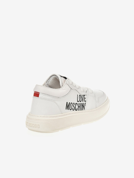 Love Moschino Bílé dámské kožené tenisky Love Moschino