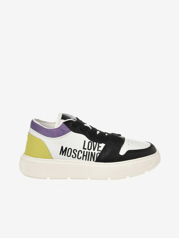 Love Moschino Černo-bílé dámské kožené tenisky Love Moschino
