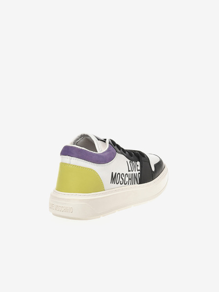 Love Moschino Černo-bílé dámské kožené tenisky Love Moschino