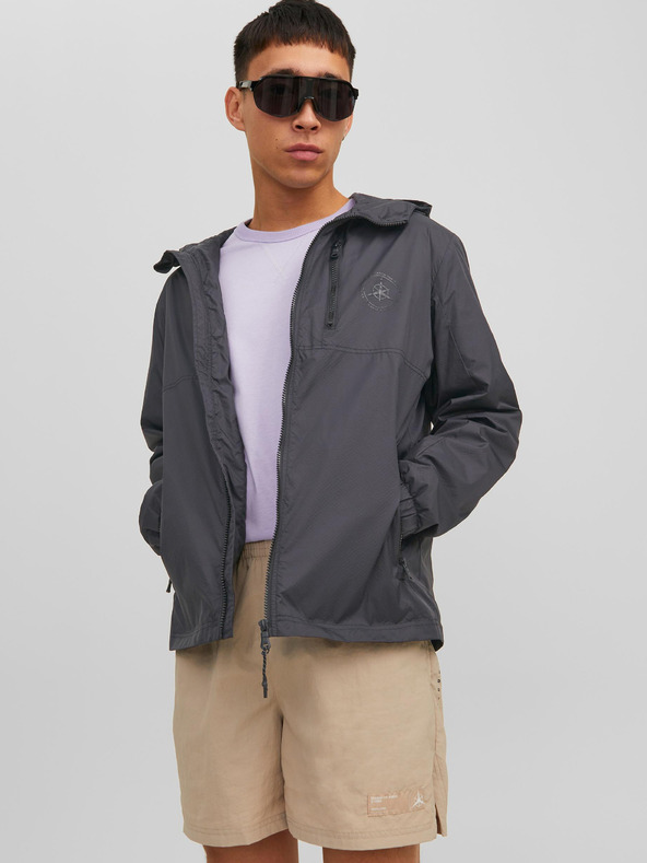 Jack & Jones Černá pánská lehká bunda s kapucí Jack & Jones Filo