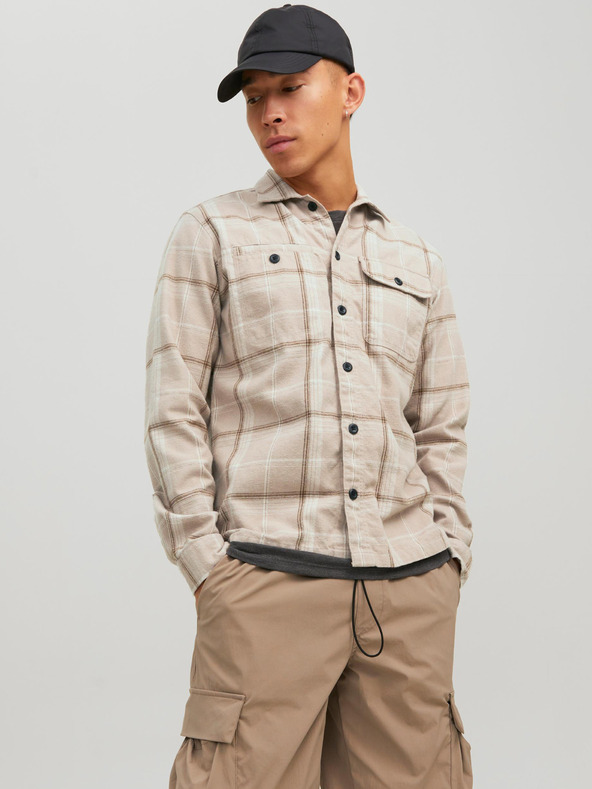 Jack & Jones Krémová kostkovaná košile Jack & Jones Ben