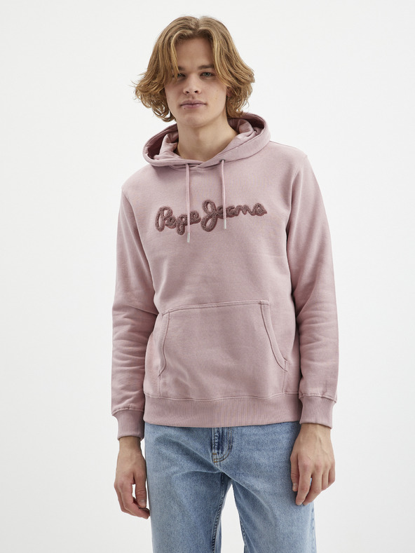 Pepe Jeans Růžová pánská mikina s kapucí Pepe Jeans Ryan