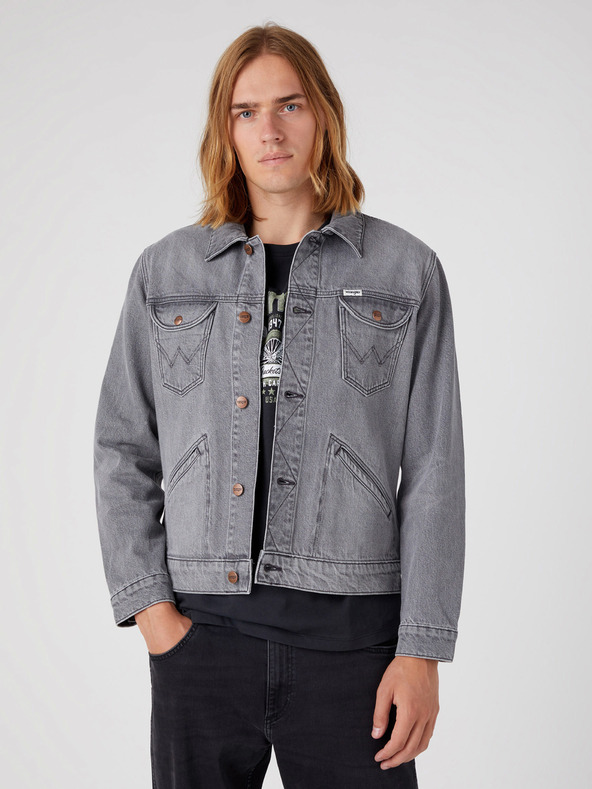 Wrangler Šedá pánská džínová bunda Wrangler Icons