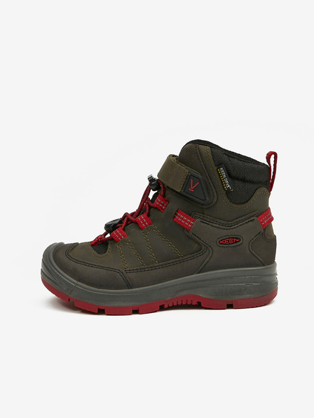 Keen Khaki holčičí outdoorové kožené kotníkové boty Keen Redwood Mid
