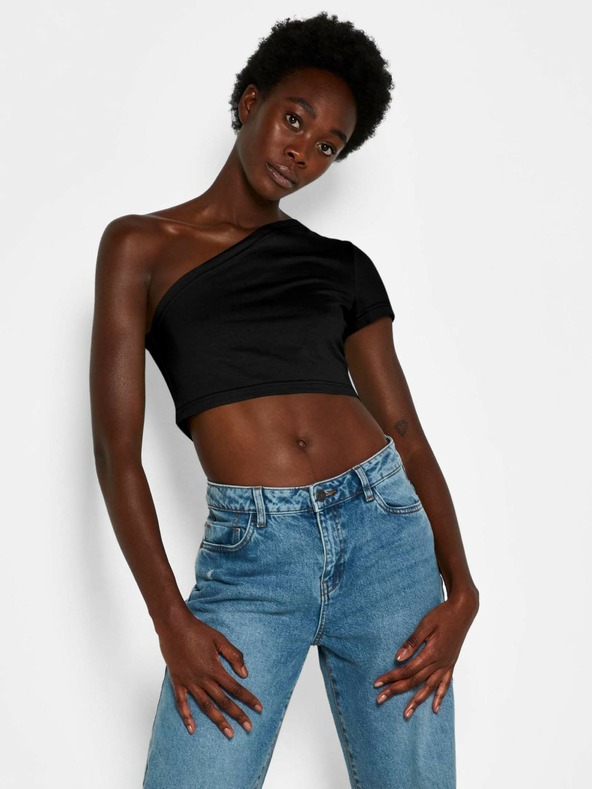Noisy May Černý asymetrický crop top Noisy May Nini