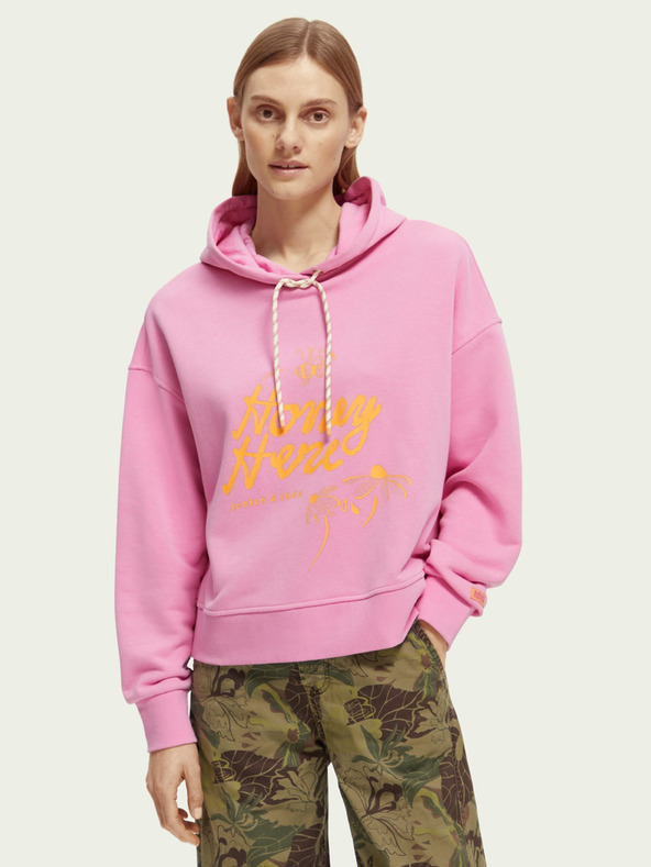 Scotch & Soda Růžová dámská mikina s kapucí Scotch & Soda