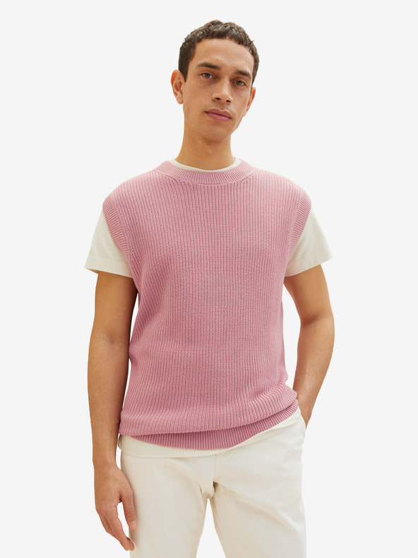 Tom Tailor Růžová pánská svetrová vesta Tom Tailor