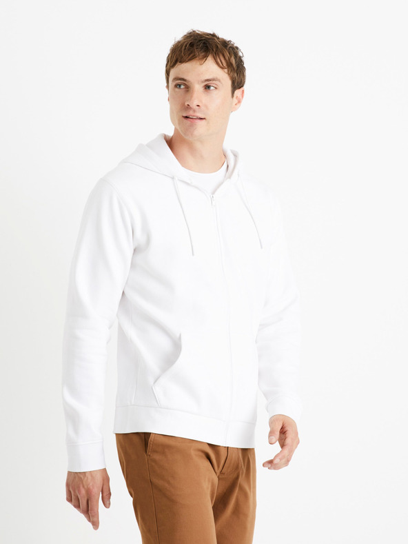 Celio Bílá mikina na zip Celio Vethree
