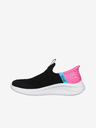 Skechers Růžovo-černé holčičí nazouvací tenisky Skechers