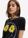 Desigual Černé dámské tričko Desigual Margarita Smiley
