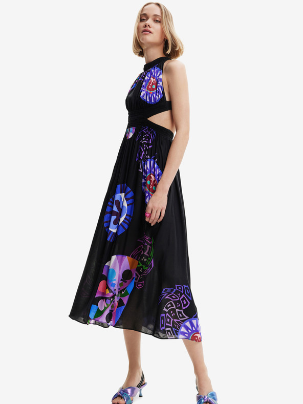 Desigual Černé dámské vzorované šaty Desigual Sandy