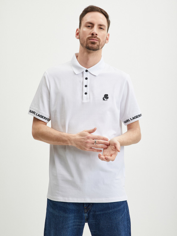 Karl Lagerfeld Bílé pánské polo tričko KARL LAGERFELD