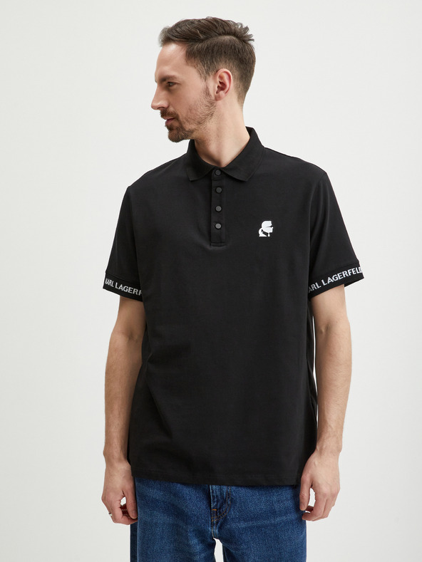 Karl Lagerfeld Černé pánské polo tričko KARL LAGERFELD