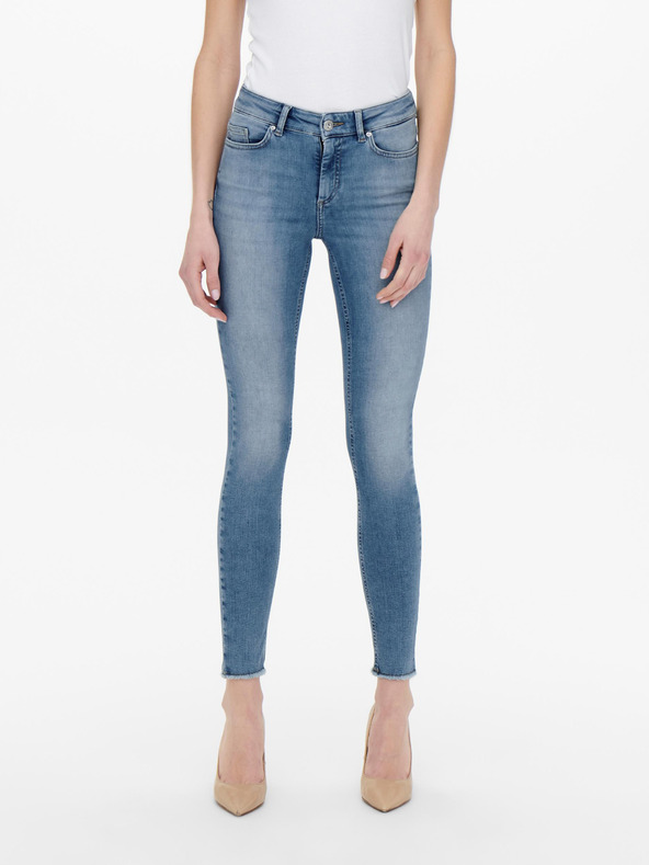 ONLY Modré dámské skinny fit džíny s vyšisovaným efektem ONLY Blush