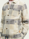 Scotch & Soda Šedo-krémová pánská lněná kostkovaná košilová bunda Scotch & Soda