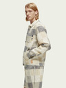 Scotch & Soda Šedo-krémová pánská lněná kostkovaná košilová bunda Scotch & Soda