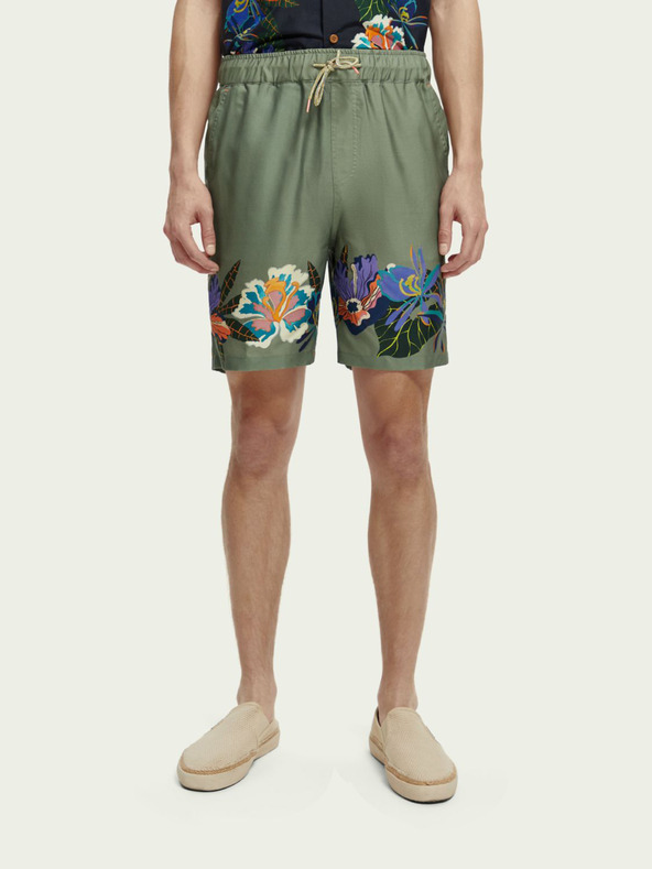 Scotch & Soda Tmavě zelené pánské vzorované kraťasy Scotch & Soda