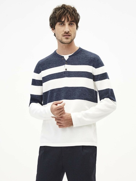 Celio Bílo-modrý pánský pruhovaný svetr Celio