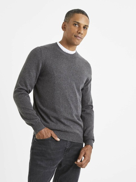 Celio Šedý pánský basic svetr Celio