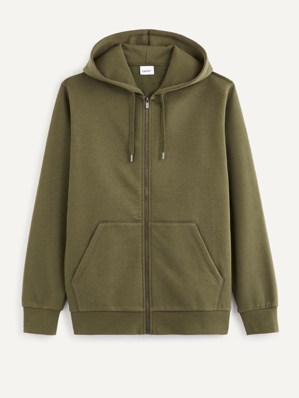 Celio Khaki pánská mikina s kapucí Celio