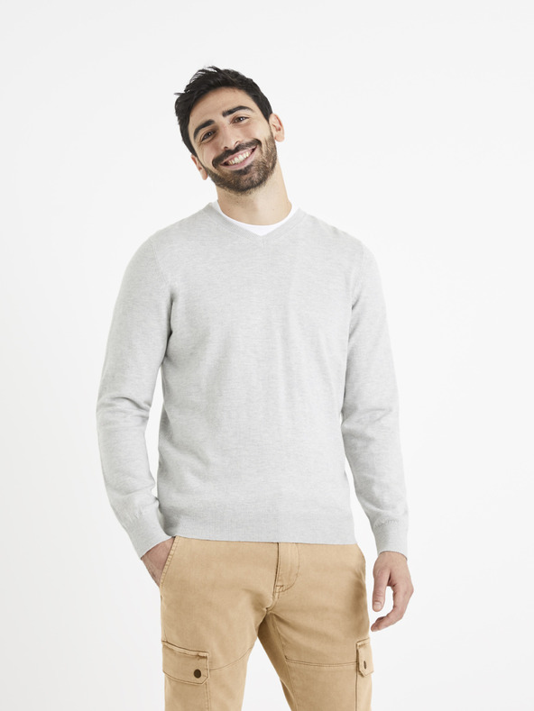 Celio Světle šedý svetr Celio Veviflex