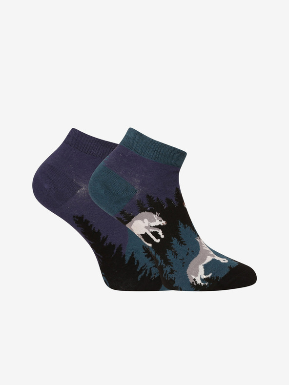 Dedoles Černo-modré unisex veselé ponožky Dedoles Vlk za úplňku
