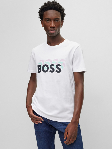 BOSS Bílé pánské tričko HUGO BOSS
