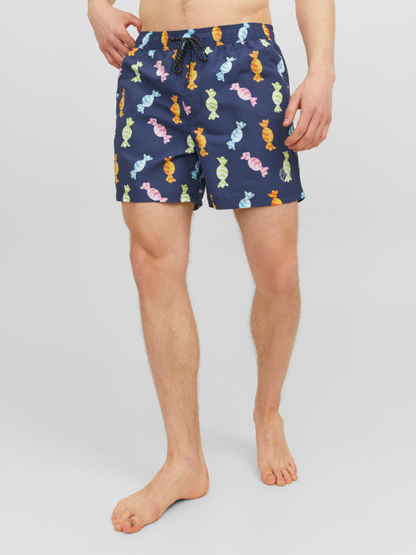 Jack & Jones Tmavě modré pánské vzorované plavky Jack & Jones Fiji