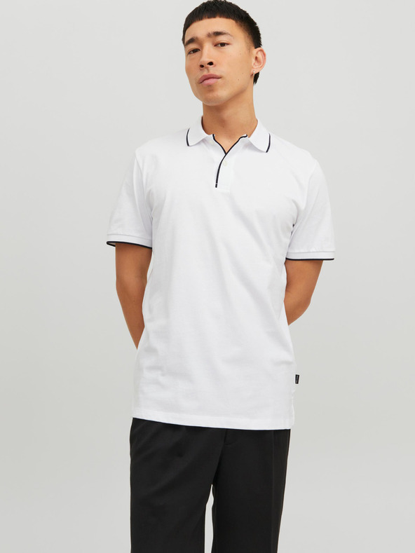 Jack & Jones Bílé pánské polo tričko Jack & Jones La Porter