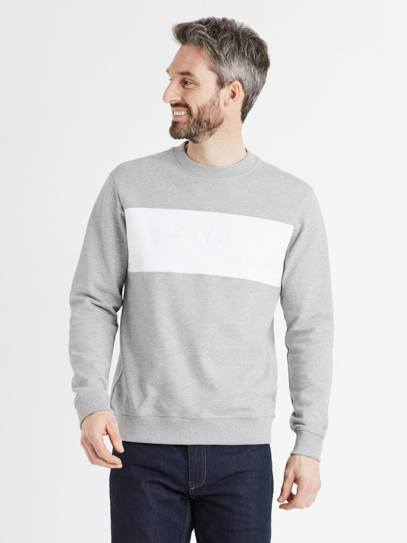 Celio Světle šedá pánská mikina Celio Deatle