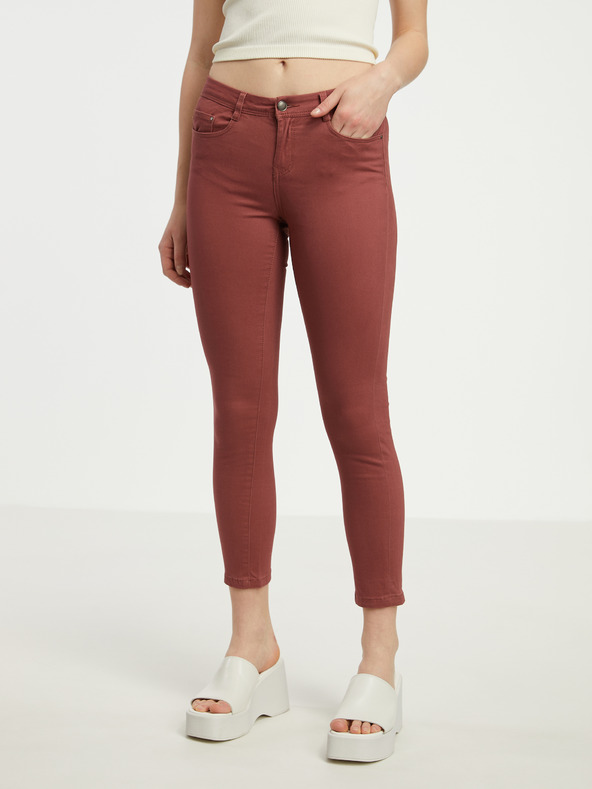 CAMAIEU Vínové dámské skinny fit džíny CAMAIEU