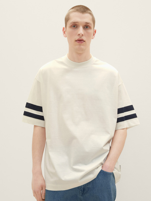 Tom Tailor Denim Krémové pánské oversize tričko Tom Tailor Denim