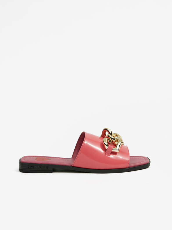 Love Moschino Růžové dámské kožené pantofle Love Moschino