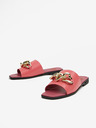 Love Moschino Růžové dámské kožené pantofle Love Moschino