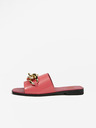 Love Moschino Růžové dámské kožené pantofle Love Moschino