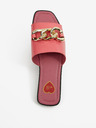 Love Moschino Růžové dámské kožené pantofle Love Moschino