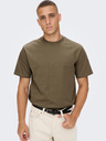 ONLY & SONS Hnědé basic tričko ONLY & SONS Fred
