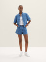 Tom Tailor Denim Modré dámské vzorované džínové kraťasy Tom Tailor Denim