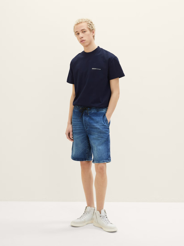 Tom Tailor Denim Tmavě modré pánské džínové kraťasy Tom Tailor Denim